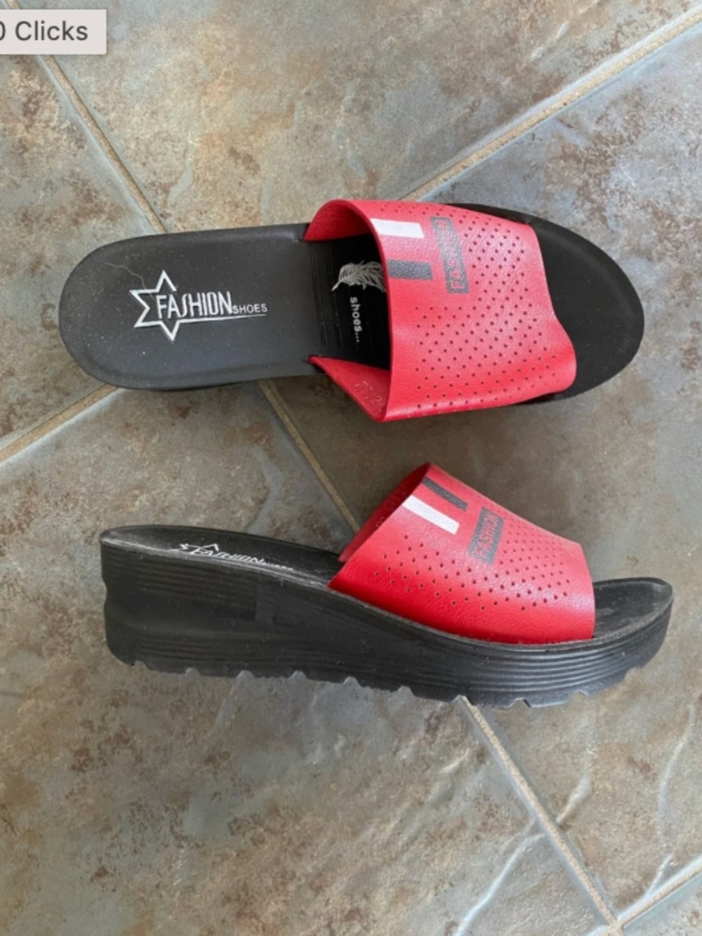 Red Platform Slide Sandals